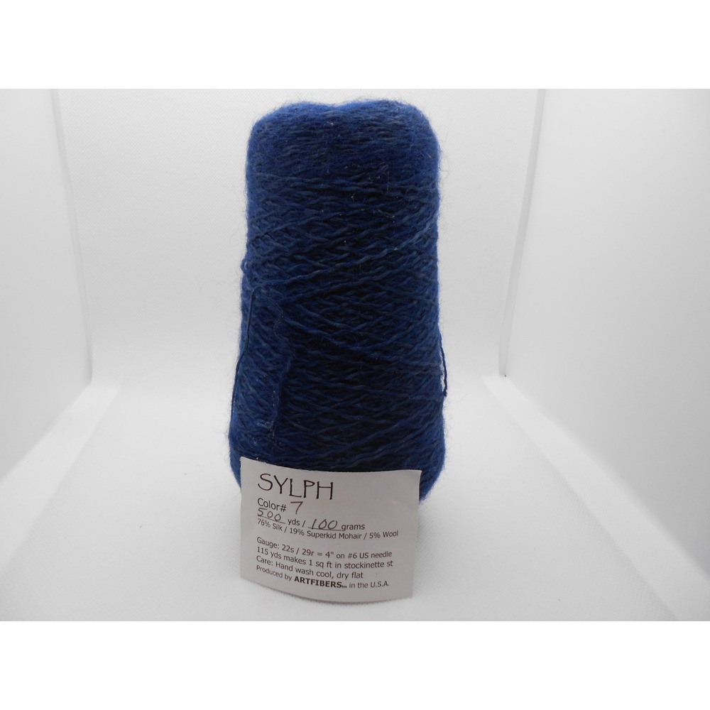 ARTFIBERS SYLPH‎ Blue Yarn 76% Silk 19% Super Kid Mohair 5% Wool 500 YDS 100 GMS